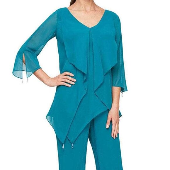 NWT Alex Evenings 8192004 Evening Dress Teal size 18 - Picture 1 of 6